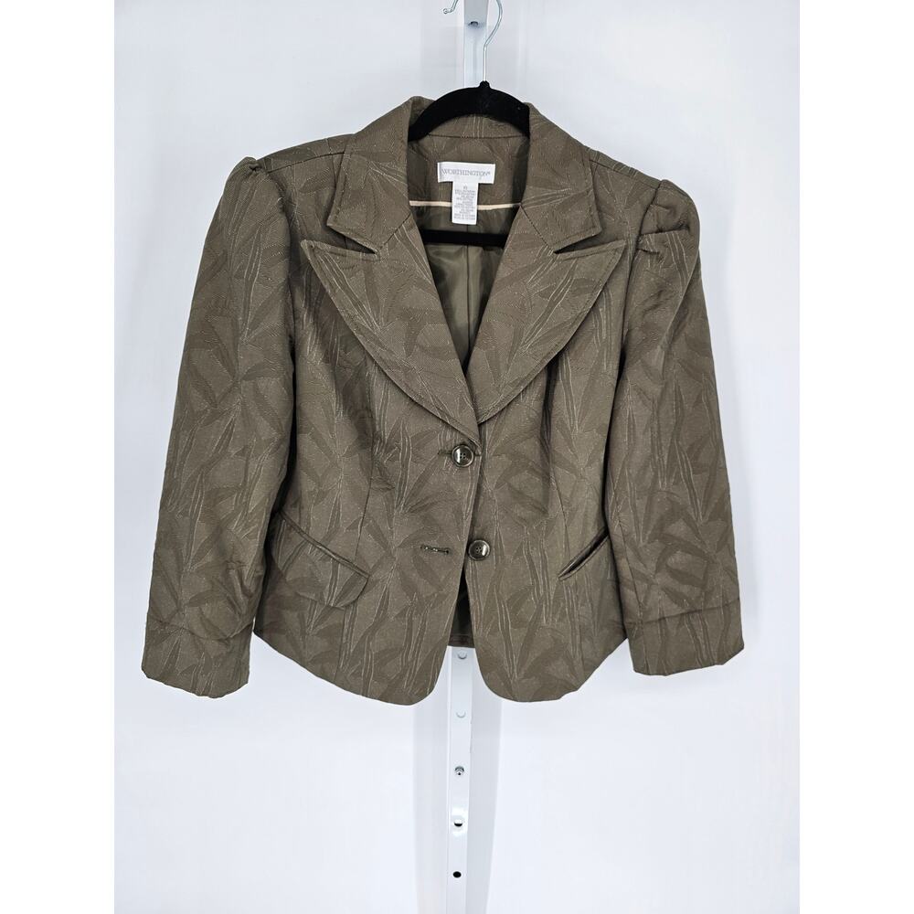 Worthington Women's Green Cotton Blend Long Sleeve Two-Button Blazer Size 10